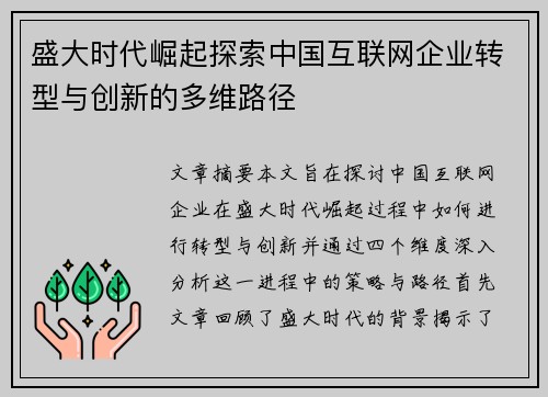 盛大时代崛起探索中国互联网企业转型与创新的多维路径